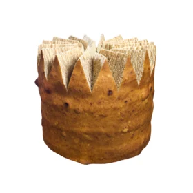 Sękacz Królewski 3 kg bez opakowania – 1 duży fragment sękacza w kształcie walca skrojony na kształt korony – prezentacja produktu 1_2